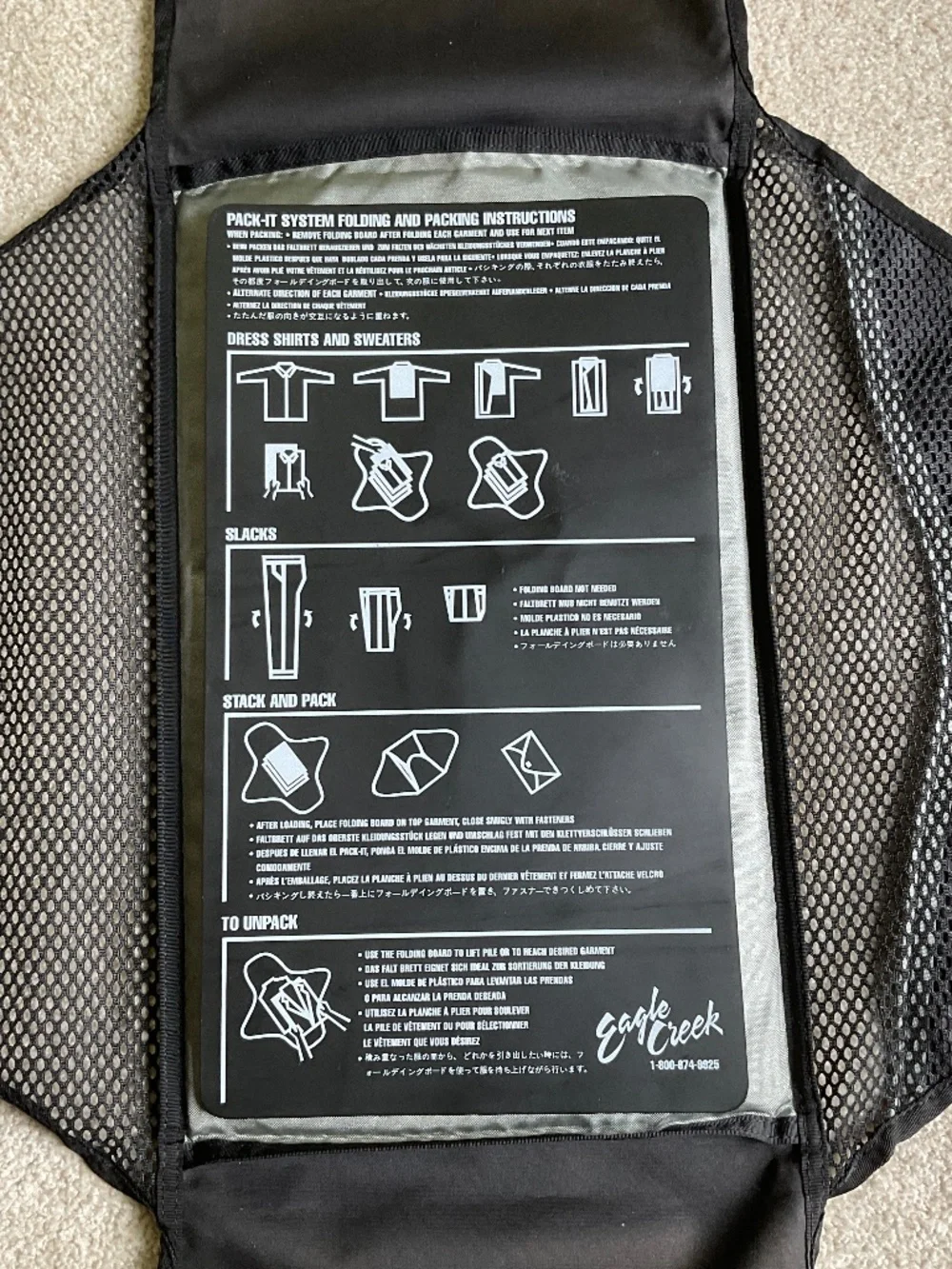 EAGLE CREEK BRAND TRAVEL “PACK IT” PACKING GARMENT FOLDING ORGANIZER